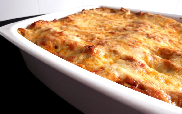 lasanha de linguiça e alcachofras..