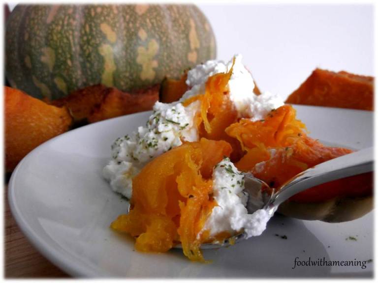 abóbora assada com ricotta
