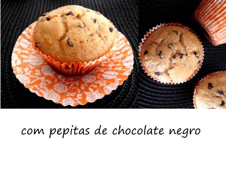 muffins de baunilha com pepitas de chocolate