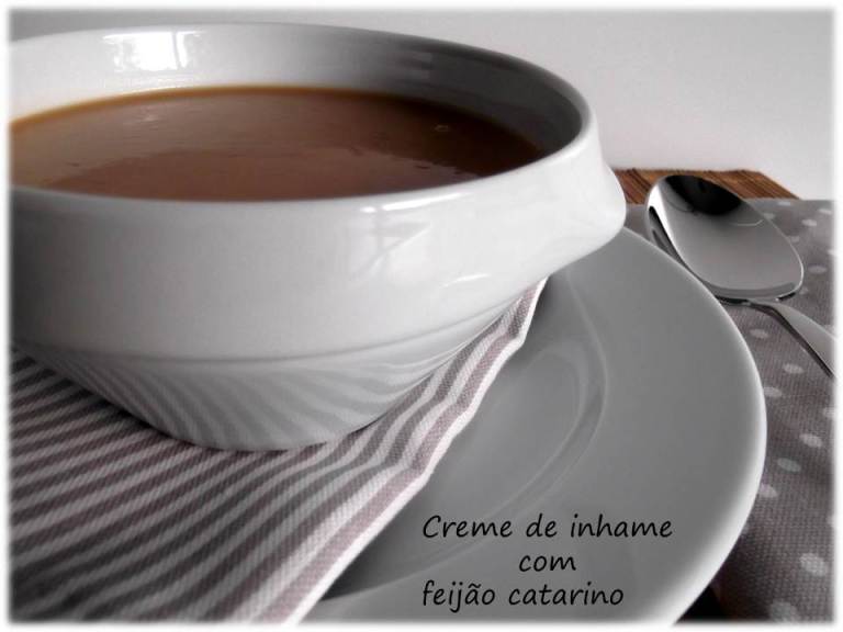 Creme de inhame e feijão catarino