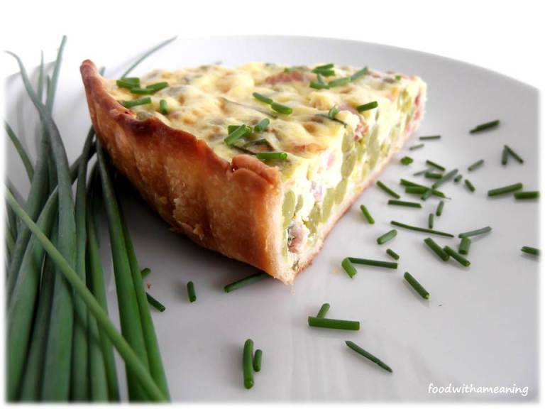 Quiche de ervilhas,bacon e cebolinho