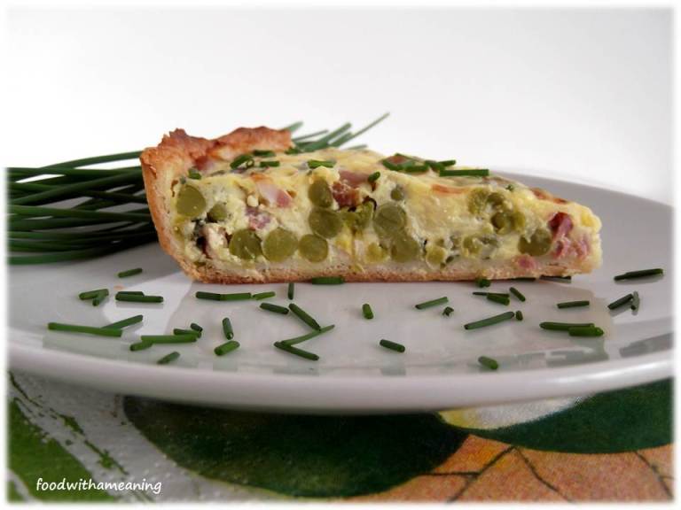 Quiche de ervilhas,bacon e cebolinho