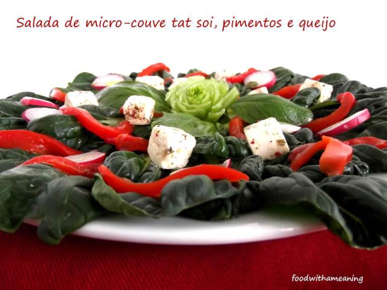 Salada de micro-couve tat soi. pimentos, rabanetes e queijo
