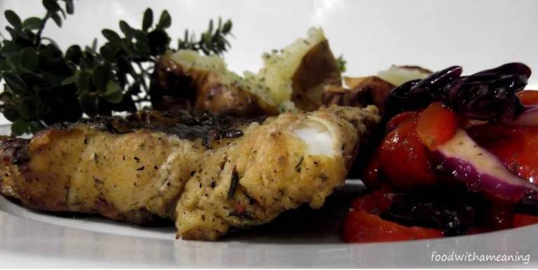 congro grelhado com batatas na prata