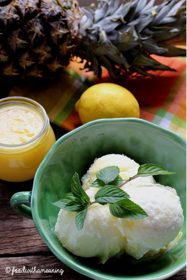 gelado de limão e abacaxi
