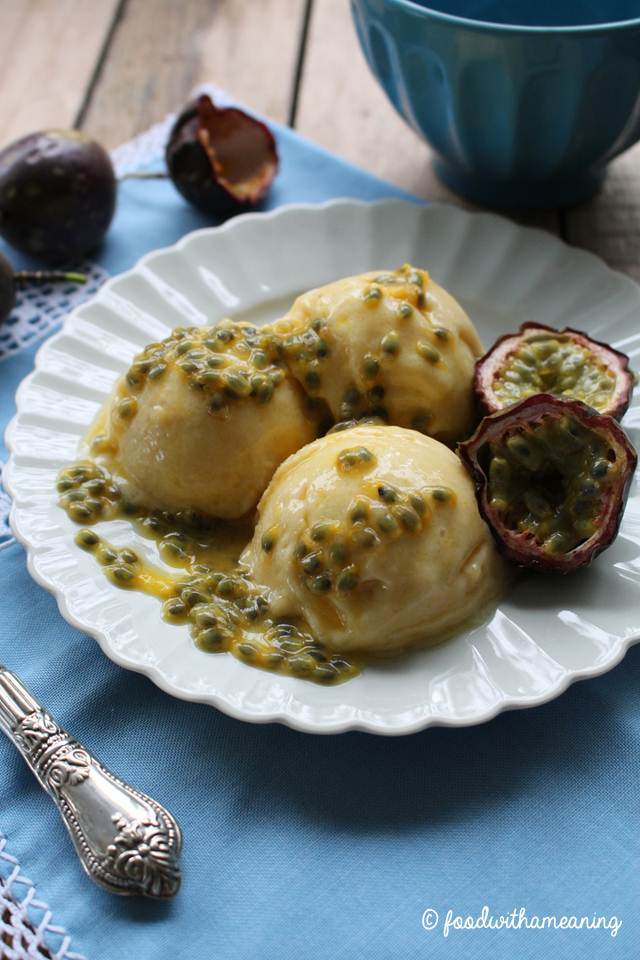 sorvete de maracujá e manga