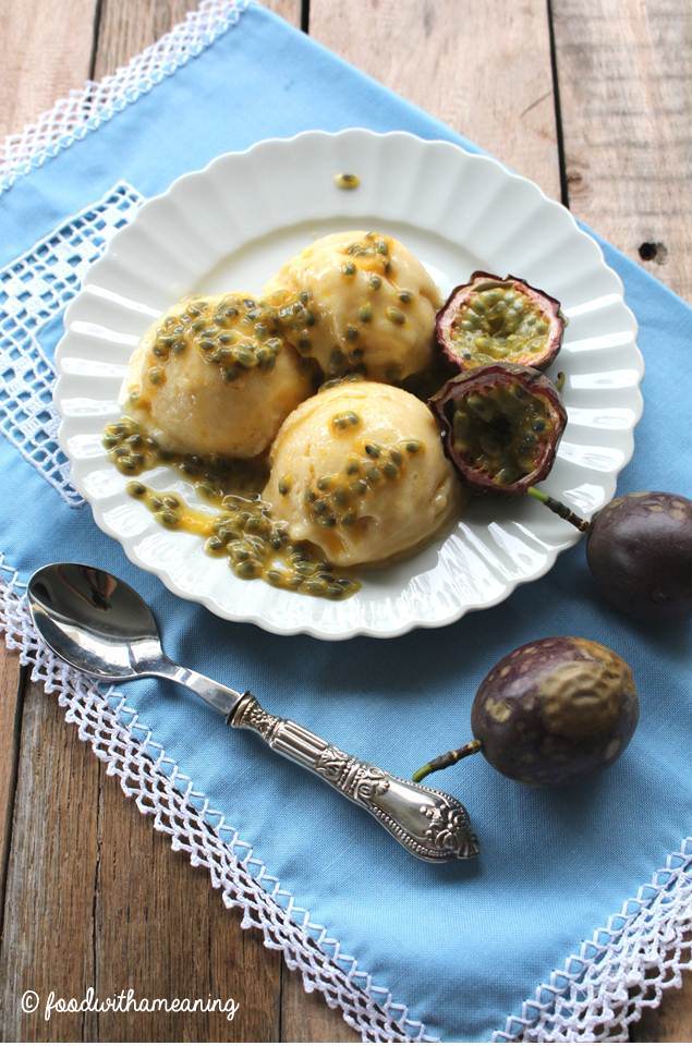 sorvete de maracujá e manga