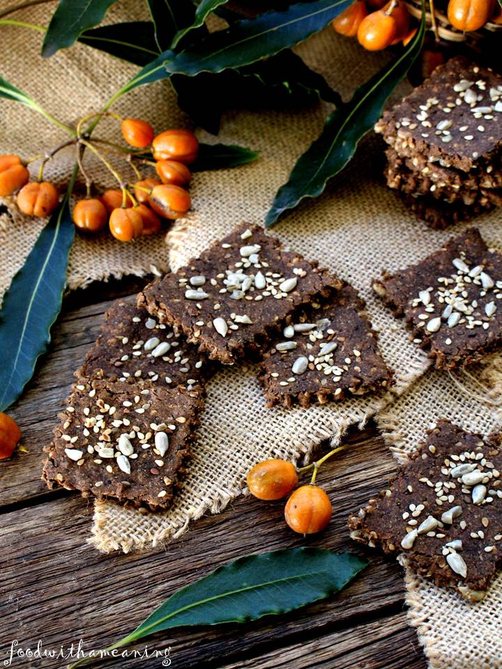 bolachas de millho torrado e sementes