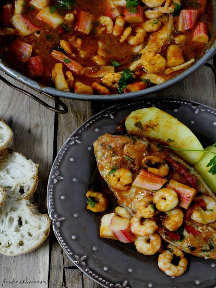 cataplana de perca e camarão