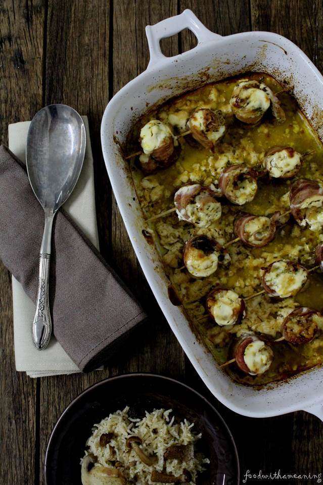 rolinhos de frango e bacon