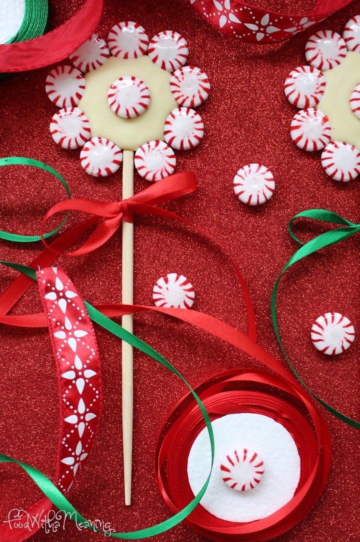 Lollipops de menta e chocolate branco