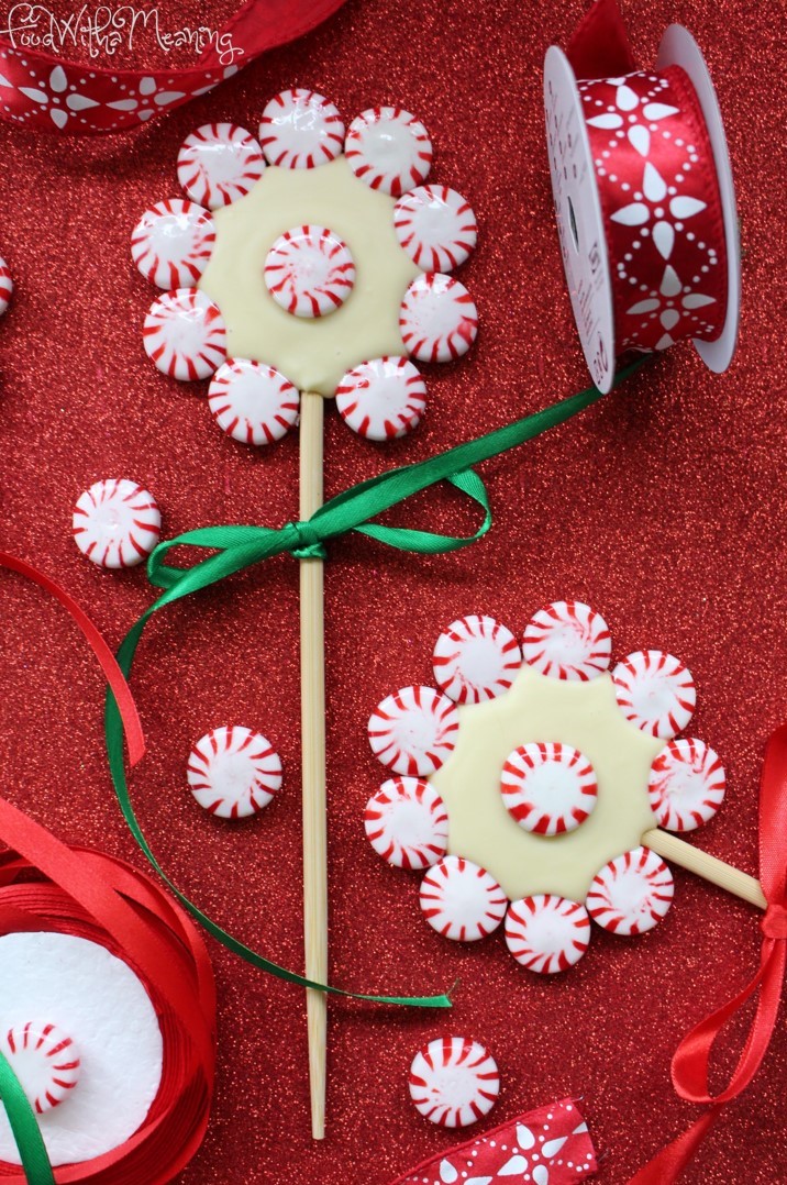 Lollipops de menta e chocolate branco