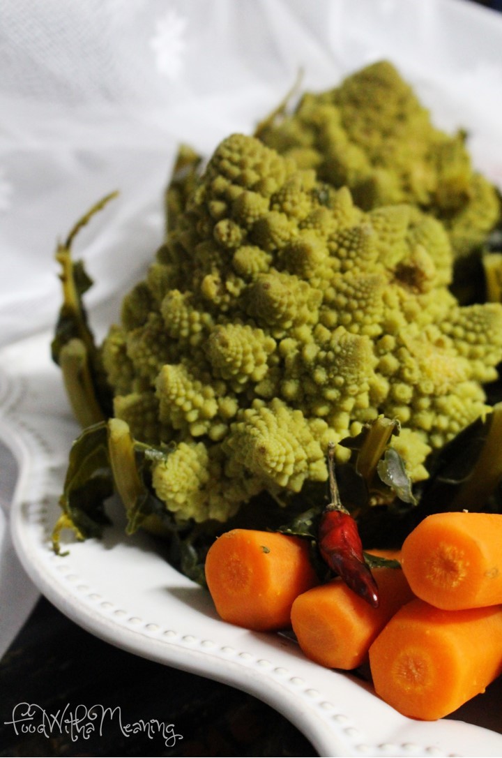 lulas na frigideira com romanesco e batata cozida
