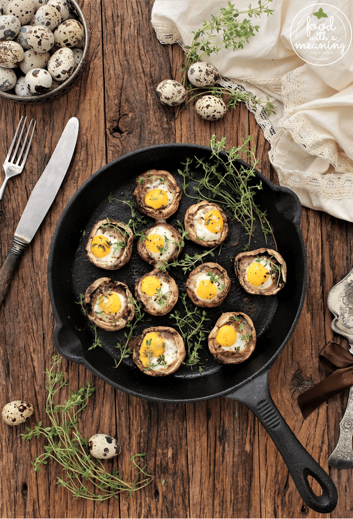 cogumelos com ovos de codorniz