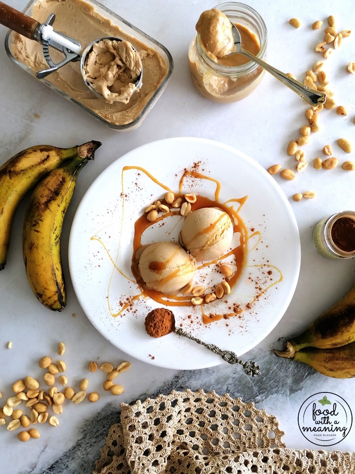 Gelado de Amendoim e Banana com canela